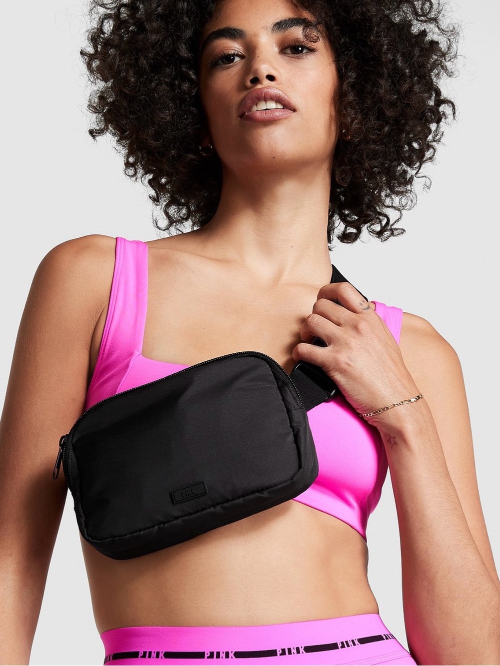 PINK Victoria's Secret Black Crossbody Shoulder Bag fanny pack belt bag New - Picture 2 of 5